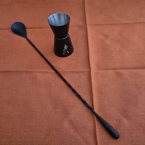 Johnnie Walker Cocktail Jigger And Cocktail Spoon Matte Black
